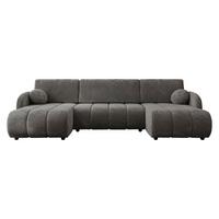 WOHNLANDSCHAFT Zara LC2rLC - Schwarz/Braun, Holz/Kunststoff (318/88/160cm) - MIRJAN24
