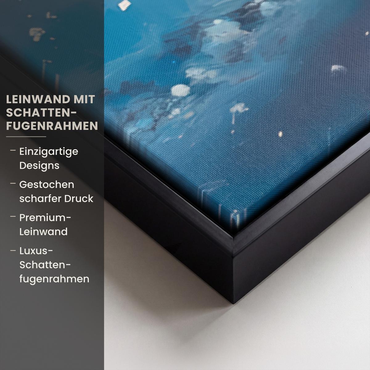 LEINWAND Bilder mit Rahmen - Weihnachtsmann - Rentier - Weihnachten - Schnee - 90x60 - Cognac, Textil (90/60cm) - MuchoWow