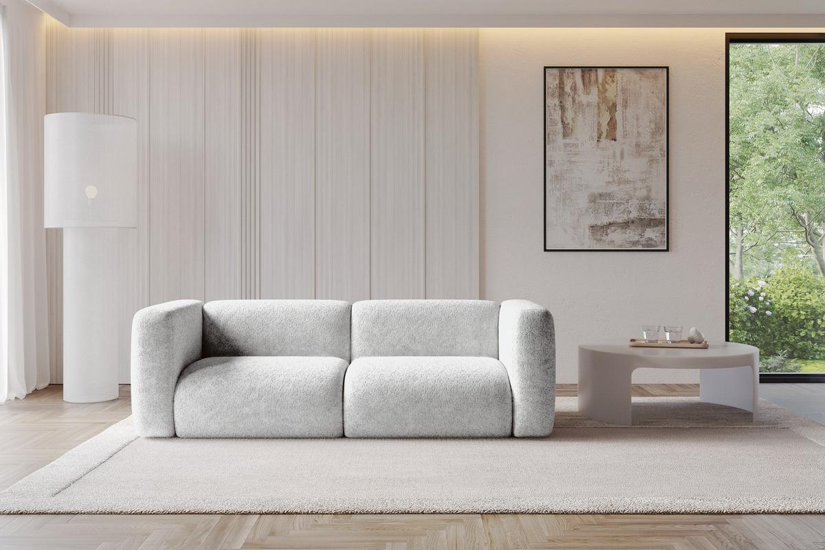 MODULARES Sofa 2-SITZER MIRA-S1 228x89x70 Grau cm Velours - Schwarz/Grau, Holzwerkstoff/Kunststoff (228/70/89cm) - ALTDECOR