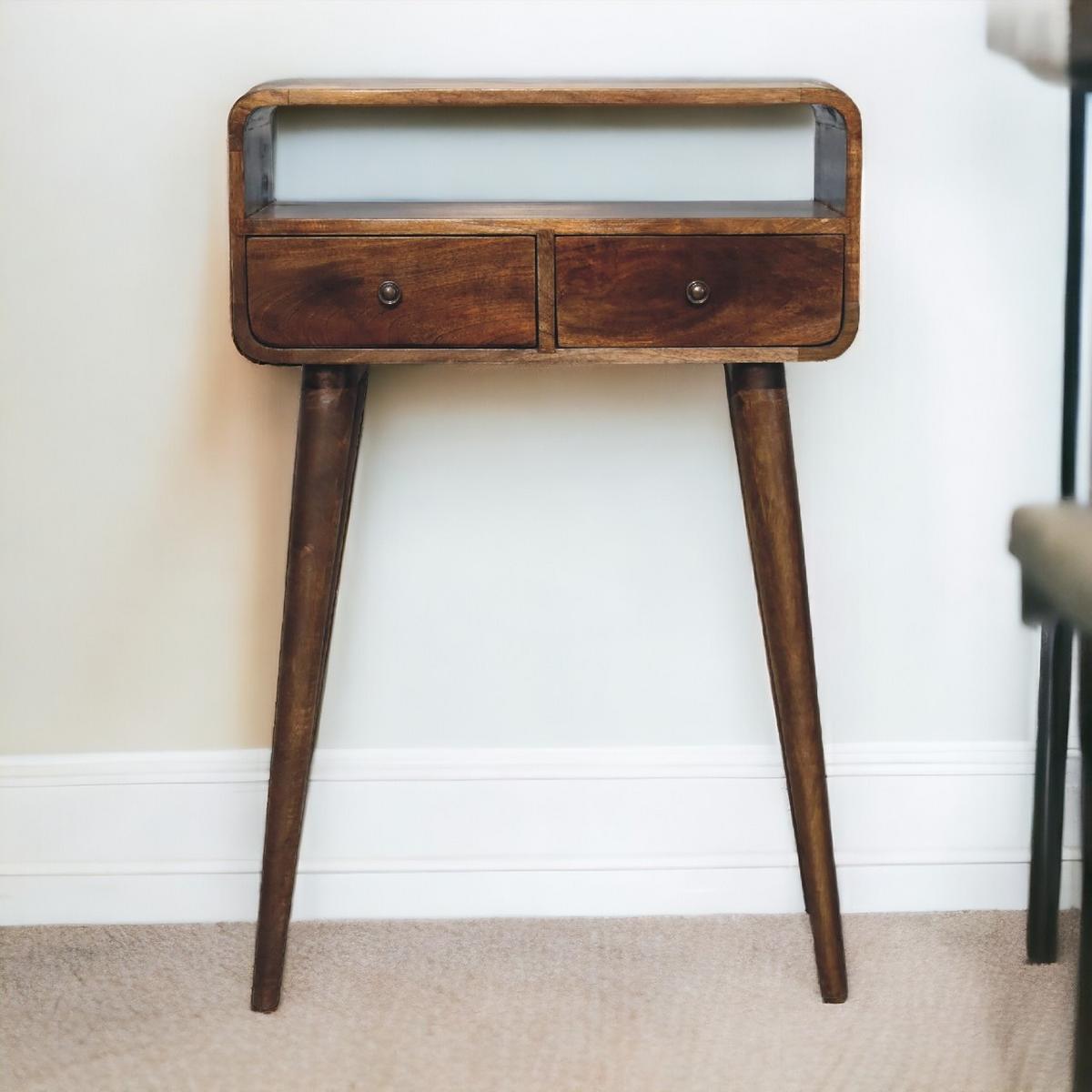 KONSOLENTISCH Grau gewaschenes Finish, 2 Schubladen, 1 offenes Regal, Braun - Graubraun/Braun, Holz (60/30/90cm) - Artisan Furniture