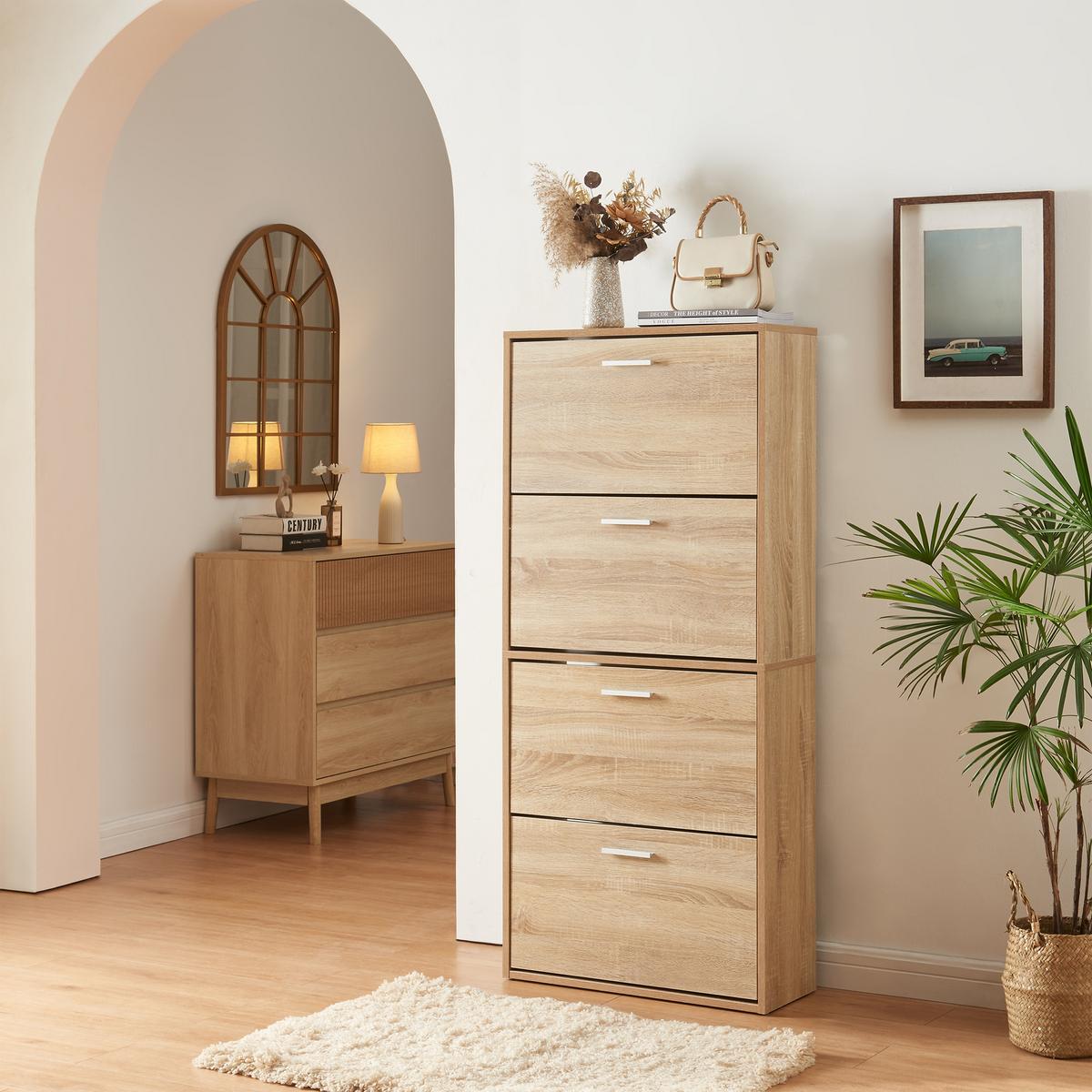SCHUHSCHRANK Sykkylven - Sonoma Eiche, Holzwerkstoff (60/134/24cm) - [en.casa]