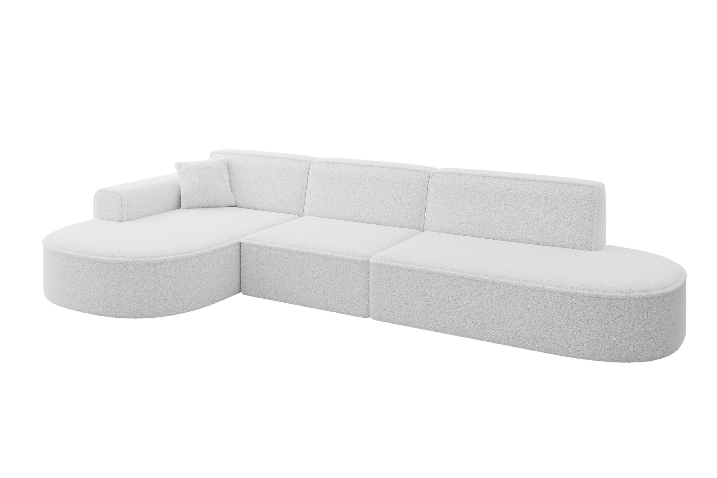 ECKSOFA Ottomane Links MARI-L2 - 328x171x79 cm Weiß Bouclé - Schwarz/Weiß, Holzwerkstoff/Kunststoff (165/321cm) - ALTDECOR