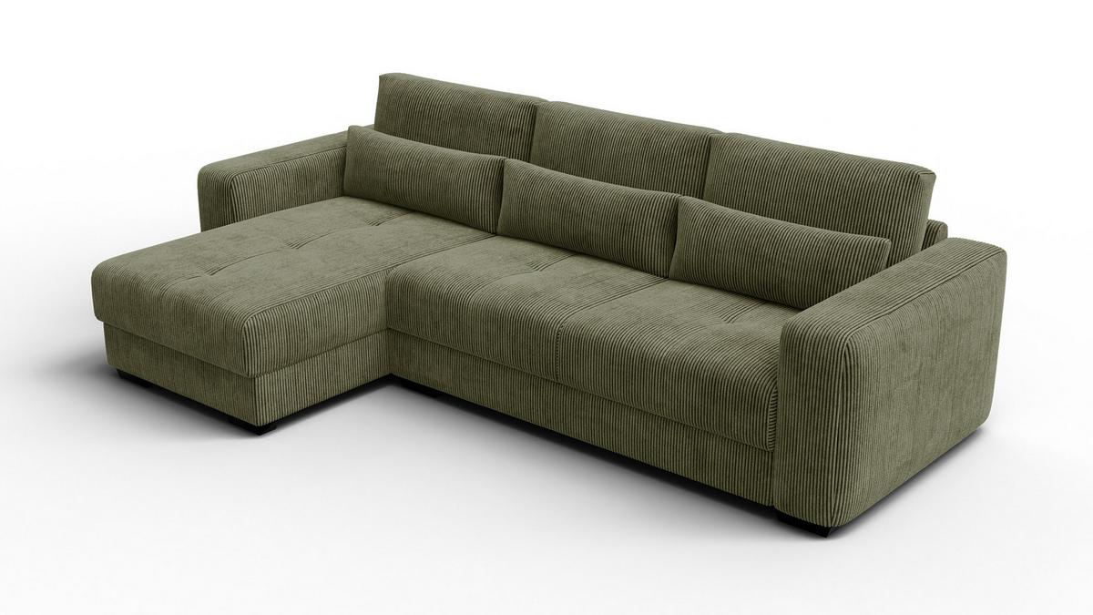 ECKSOFA OLI 4-Sitzer links, olivgrün - Olivgrün, Holz/Textil (295/172cm) - Wozimo