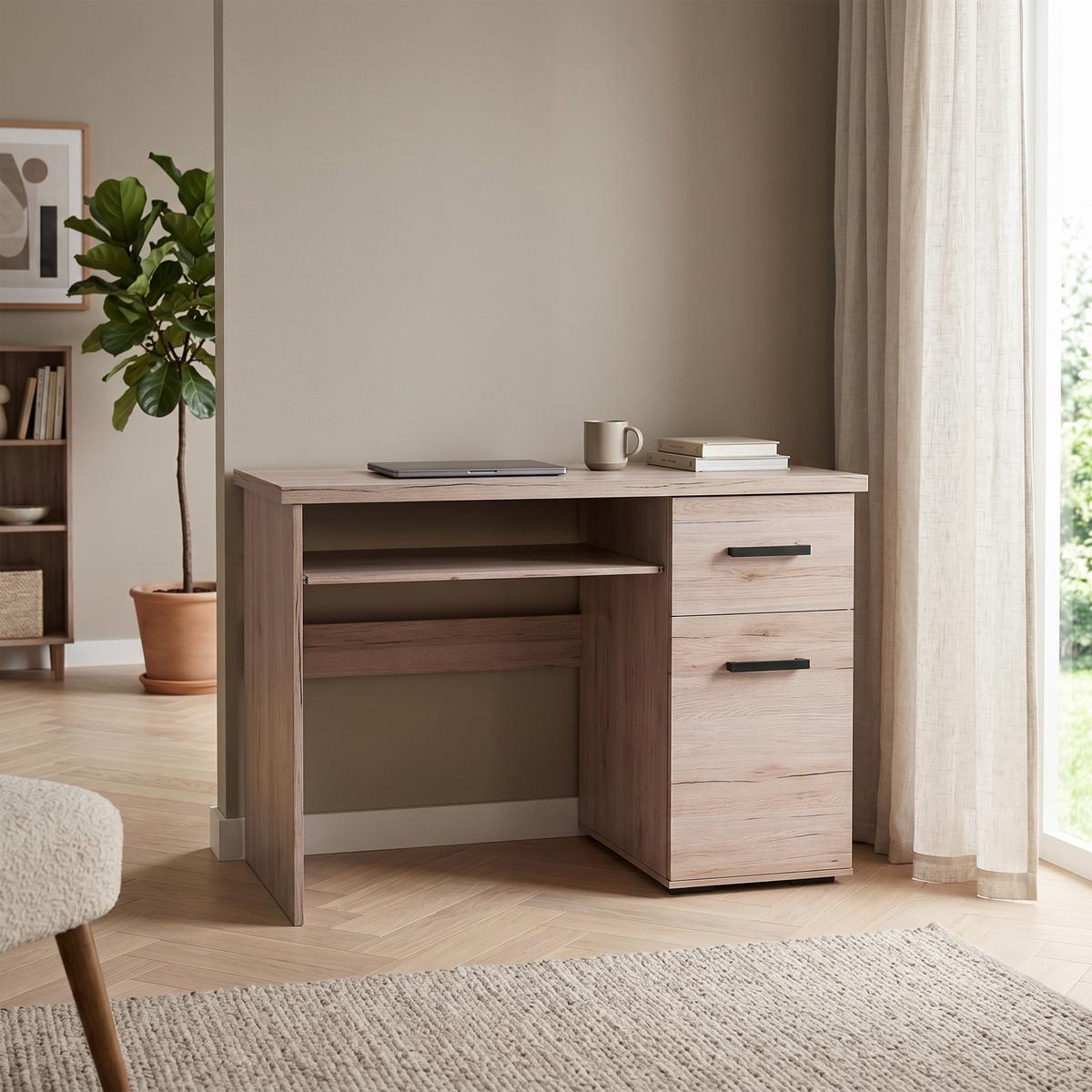 SCHREIBTISCH LIVORNO 90x56x75 cm Bürotisch Computertisch, Eichefarben - Eichefarben, Holzwerkstoff (56/90/75cm) - MASSENO