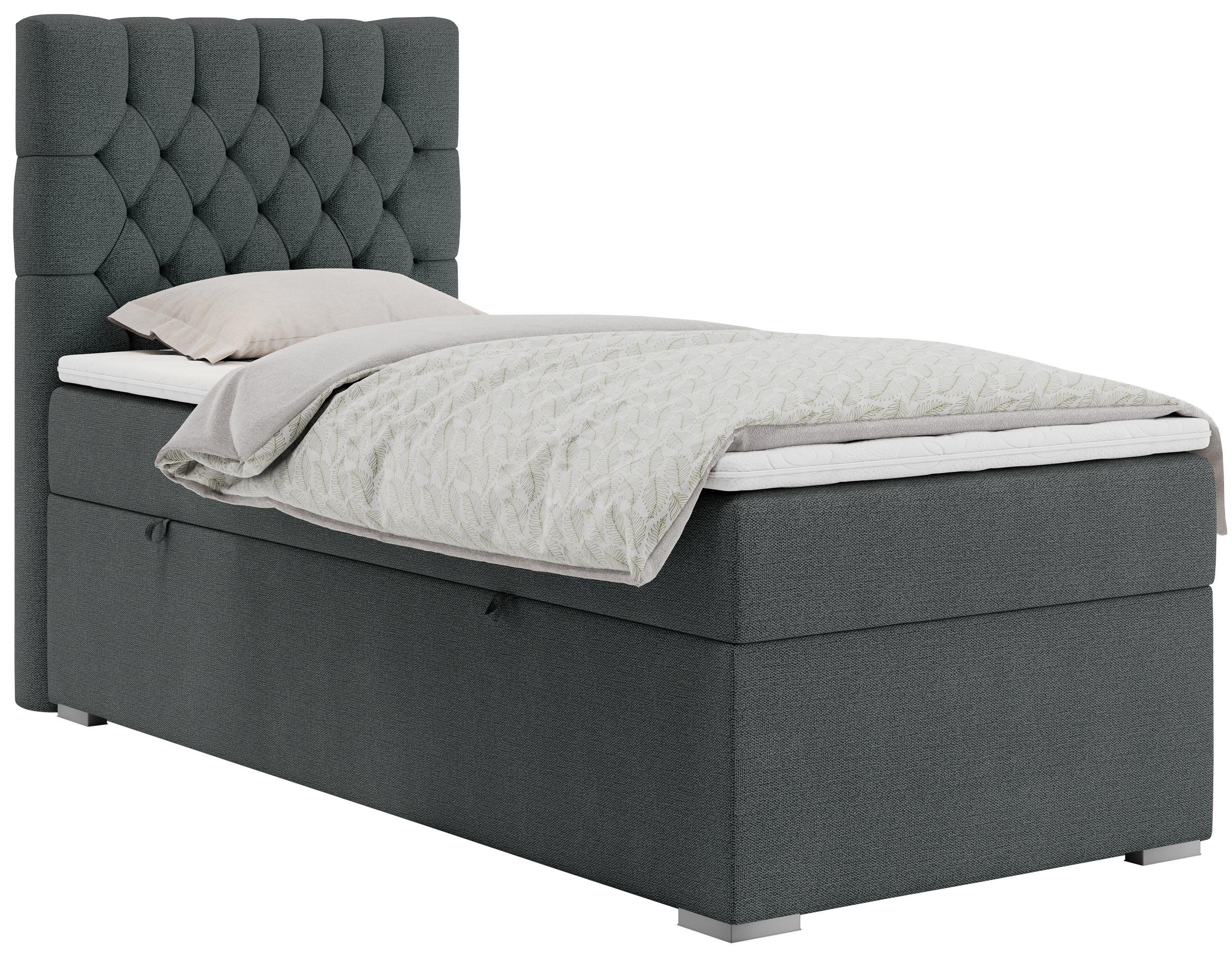 BOXBETT PERA 90/200 Dunkelgrau Struktur - H4 - Links Seite - Dunkelgrau, Holz/Textil (90/200cm) - MKS