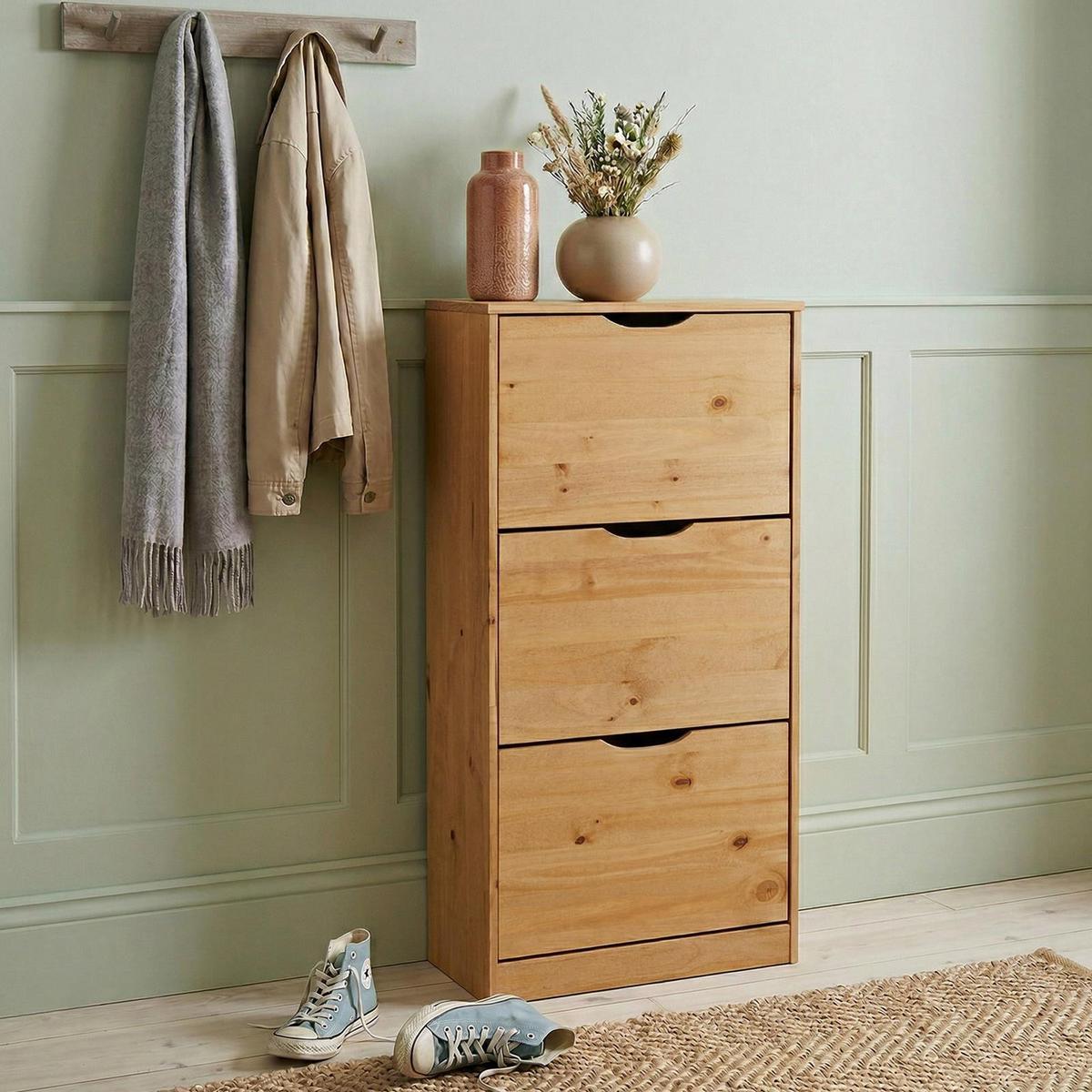 SCHUHSCHRANK BASIL braun - Braun, Holz (59/116/25cm) - IDIMEX