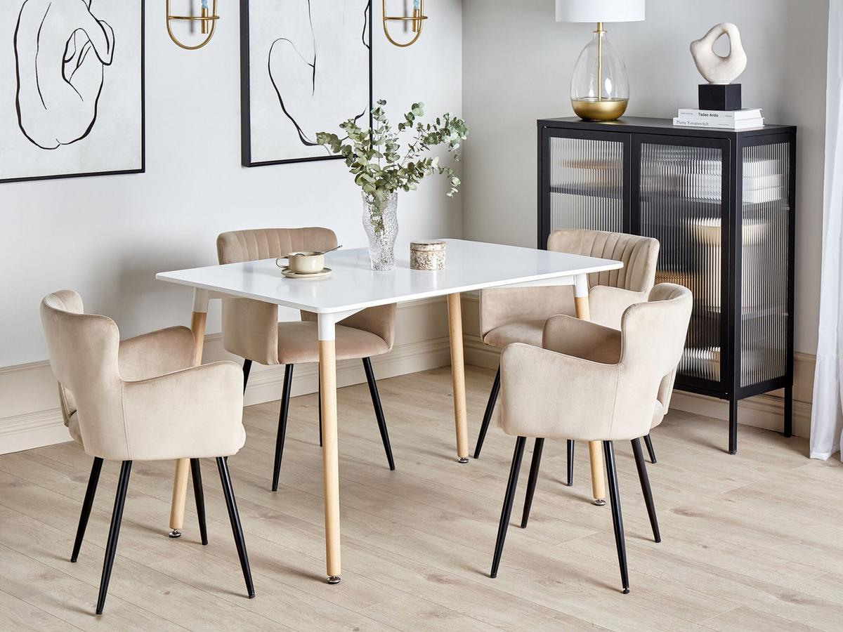 ESSTISCH 120/80/75 cm Weiß, Hellbraun Rechteckig Newberry - Weiß, Holzwerkstoff (120/80/75cm) - Beliani