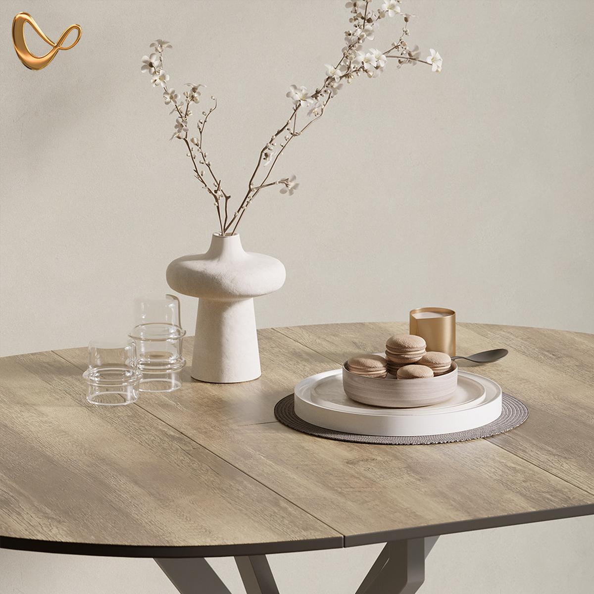 ESSTISCH Firenze Eiche rustikal/Grau 120 x 120 cm ausziehbar - Wildeiche/Grau, Holzwerkstoff (120/120/76.5cm) - Livinity®