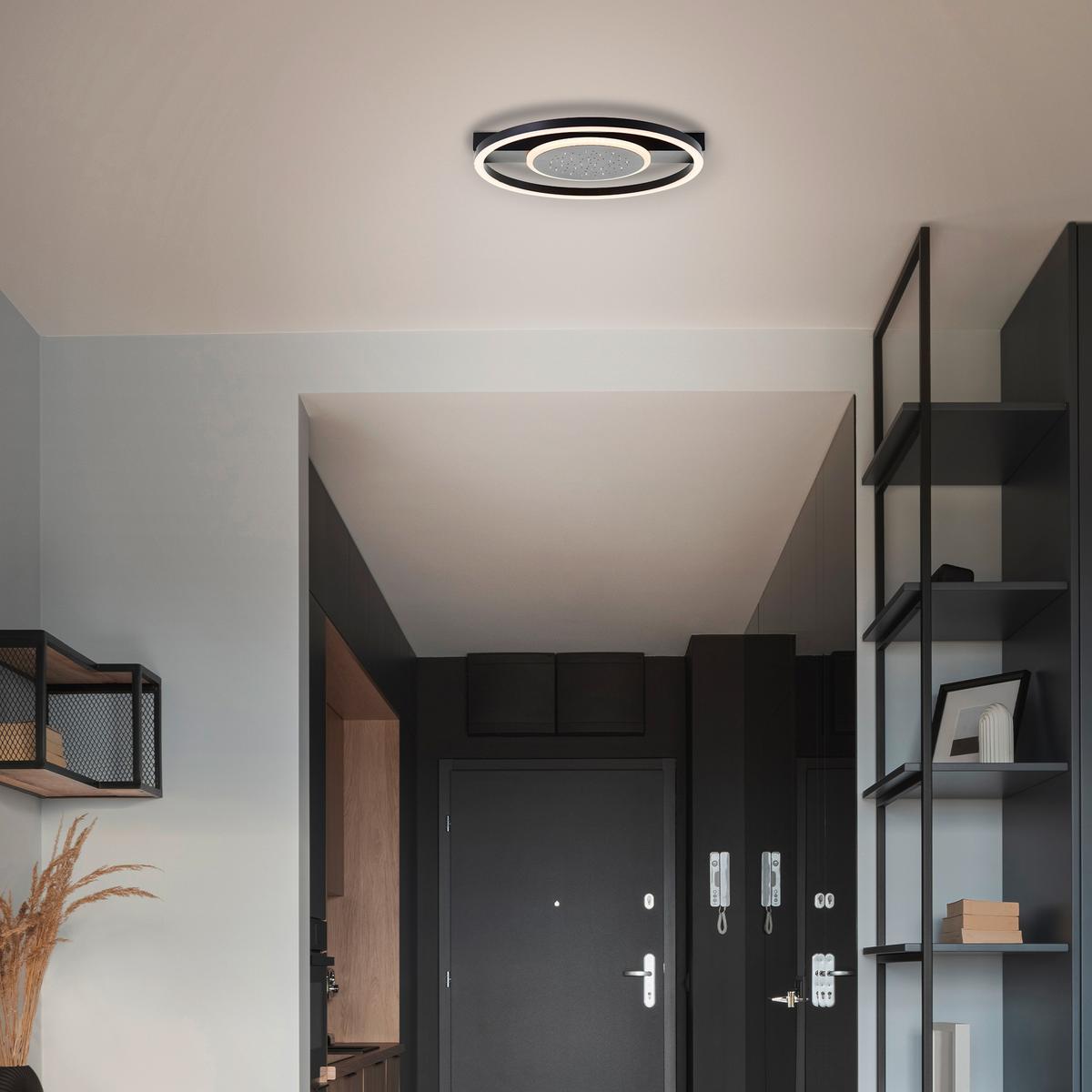 LED DECKENLEUCHTE Reno Schwarz 37/37/5 cm - Schwarz, Metall (37/37/5cm) - Brilliant