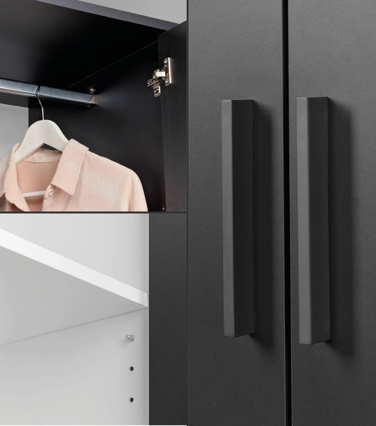 KLEIDERSCHRANK Der Grenzenlose - Anthrazit, Holzwerkstoff (180/187/58cm) - Mokebo