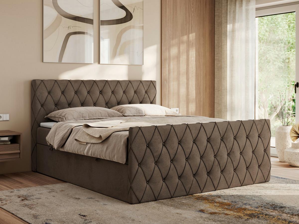 BOXBETT MIREN DUO 140/200 - Braun Velvet - H3 - Braun, Holz/Textil (140/200cm) - MKS