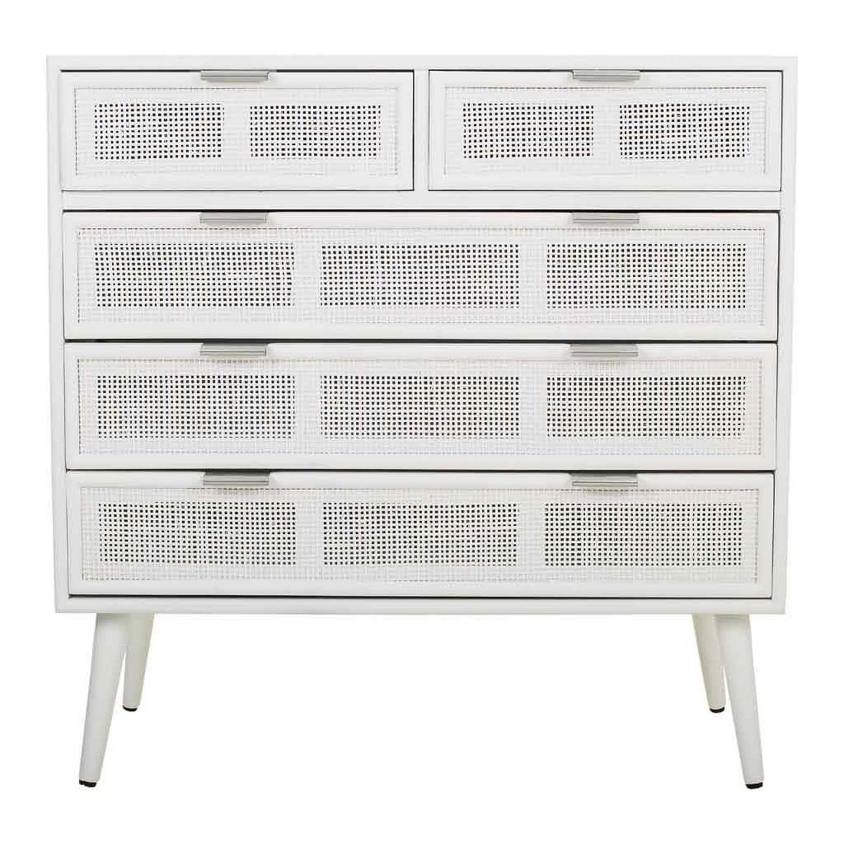 KOMMODE aus Holz und weißem Netz 80x40x81 - Weiß, Holz (80/81/39.5cm) - Wanderlust
