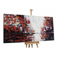 ÖLGEMÄLDE XXL Rot 200/100 cm - Rot/Weiß, Holz/Textil (6.68/100cm) - KUNSTLOFT