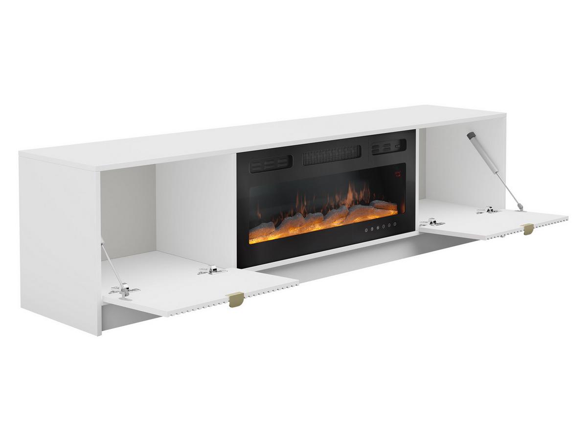 TV-LOWBOARD Tireno EF mit Elektrische Kamin - Goldfarben/Schwarz, Holzwerkstoff/Metall (182/48/40cm) - MIRJAN24