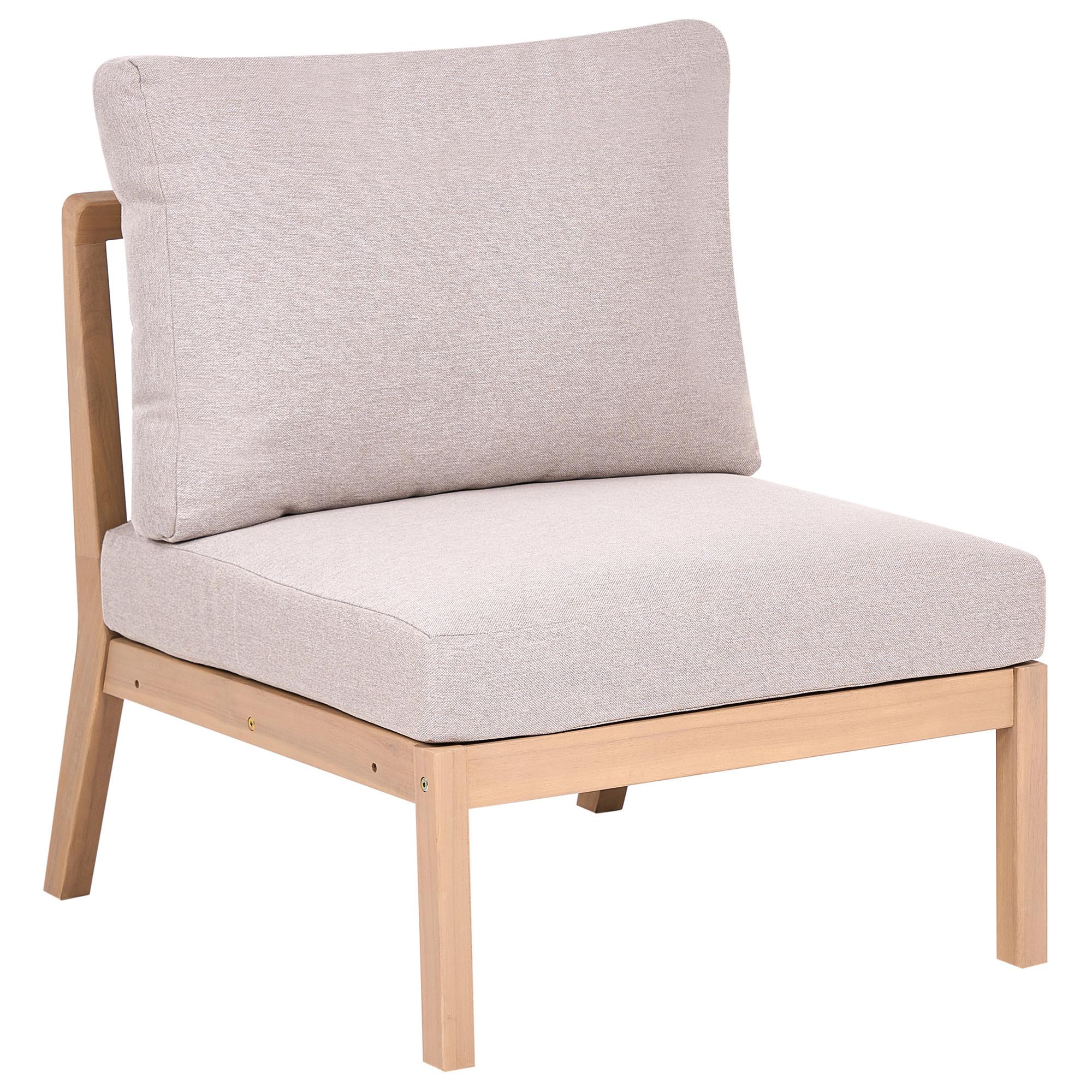 1-SITZER Garten-Sesselmodul Akazienholz Hellbraun Rivello - Hellbraun/Beige, Holz (66/84/80cm) - Beliani