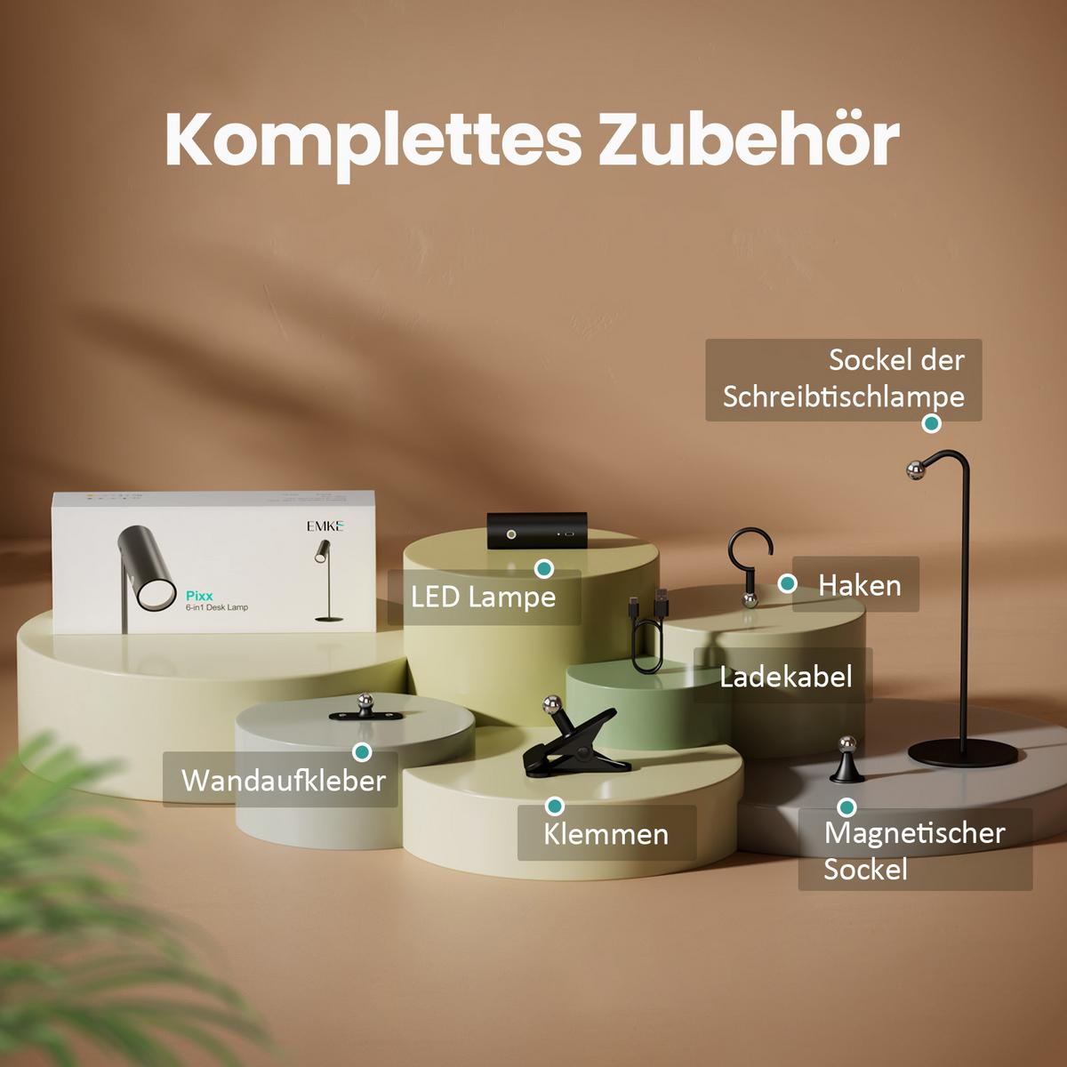 SCHREIBTISCHLAMPE LED dimmbar kabellos Schwarz 33/12/12 cm - Schwarz, Metall (33/12/33cm) - EMKE