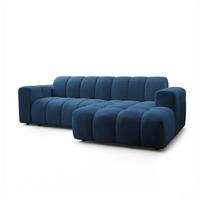 ECKSOFA TISI Blau Strukturstoff - Blau, Holz (274/165cm) - MASSENO