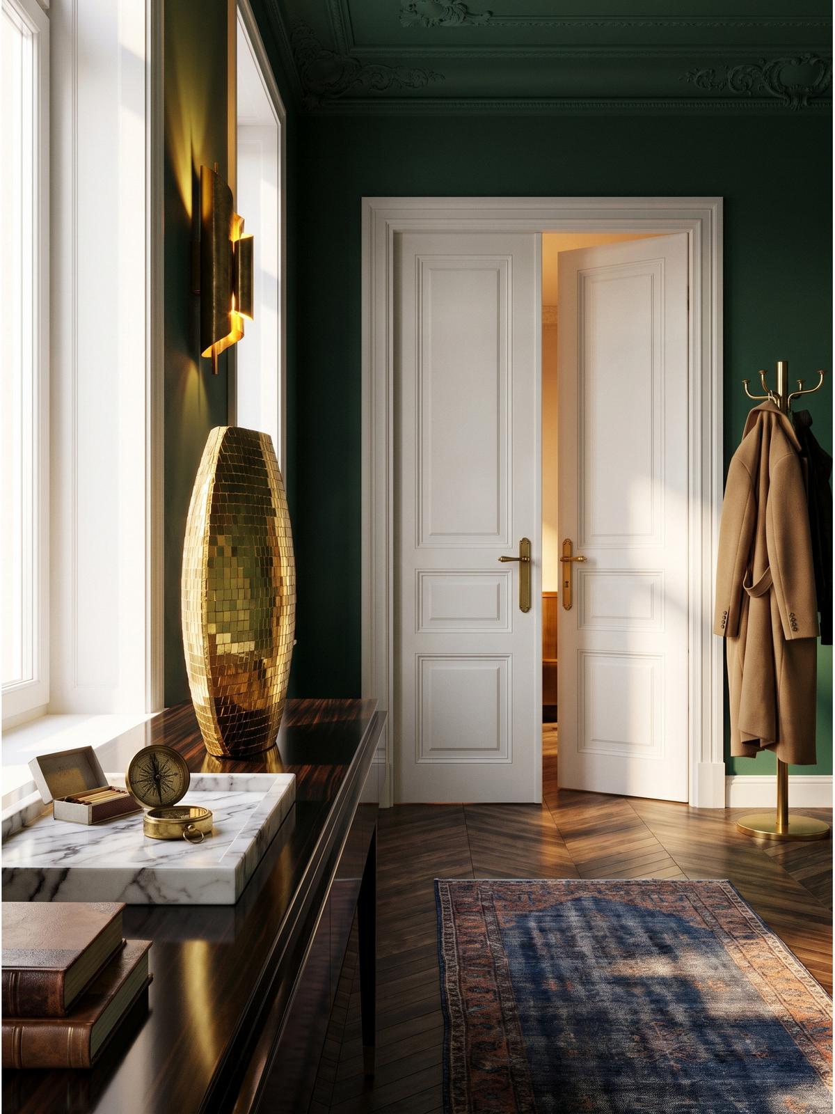 TISCHVASE BERLENGA, Eisen, handgefertigt, Gold, 40 x 10 x 35 cm - Goldfarben, Metall (35cm) - KADIMA DESIGN