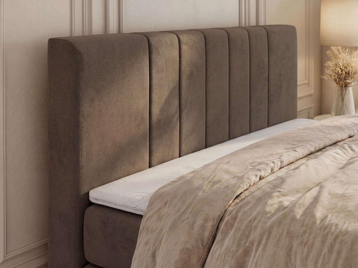 BOXSPRINGBETT INERO DUO KING 200/200 - Braun Velvet - Topper Visco - H3 - Schwarz/Braun, Kunststoff/Textil (200/200cm) - MKS