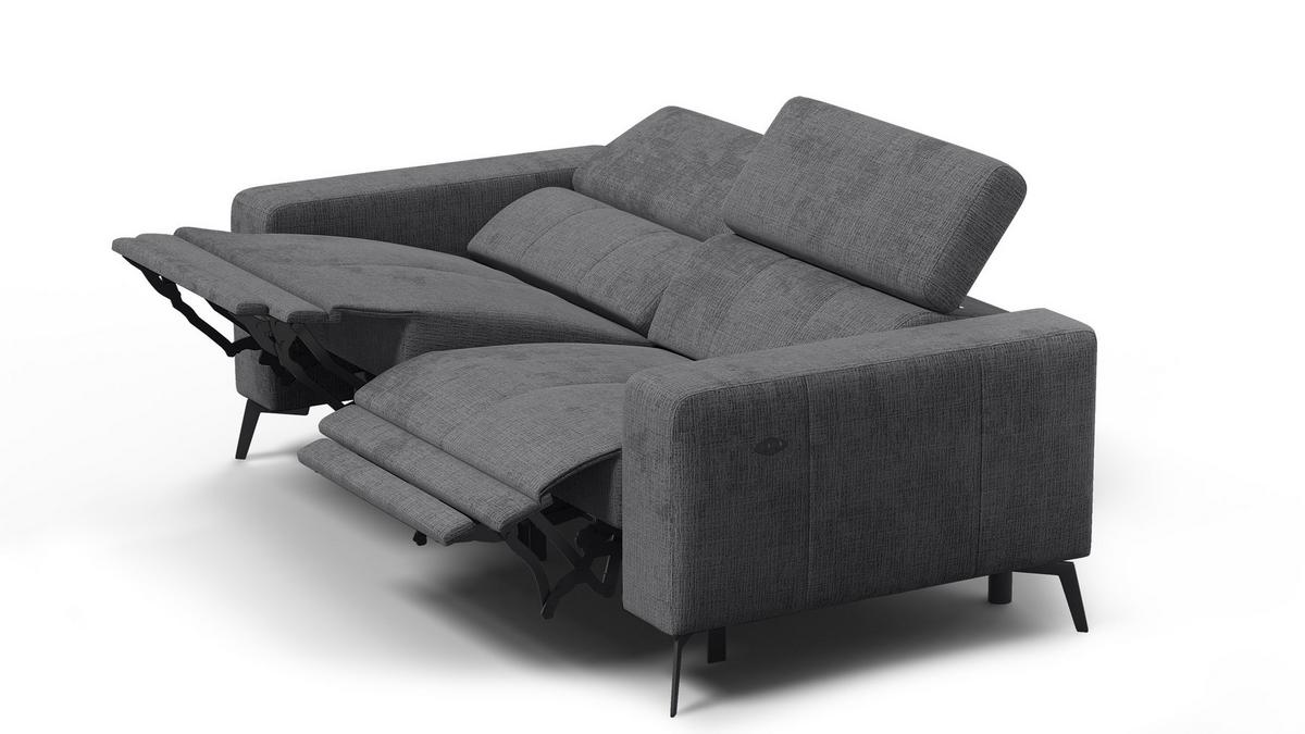RELAXSOFA MORELLO 3-Sitzer, dunkelgrau, 2 x Relax Zero Gravity - Dunkelgrau, Holz/Textil (206/82/103cm) - Wozimo