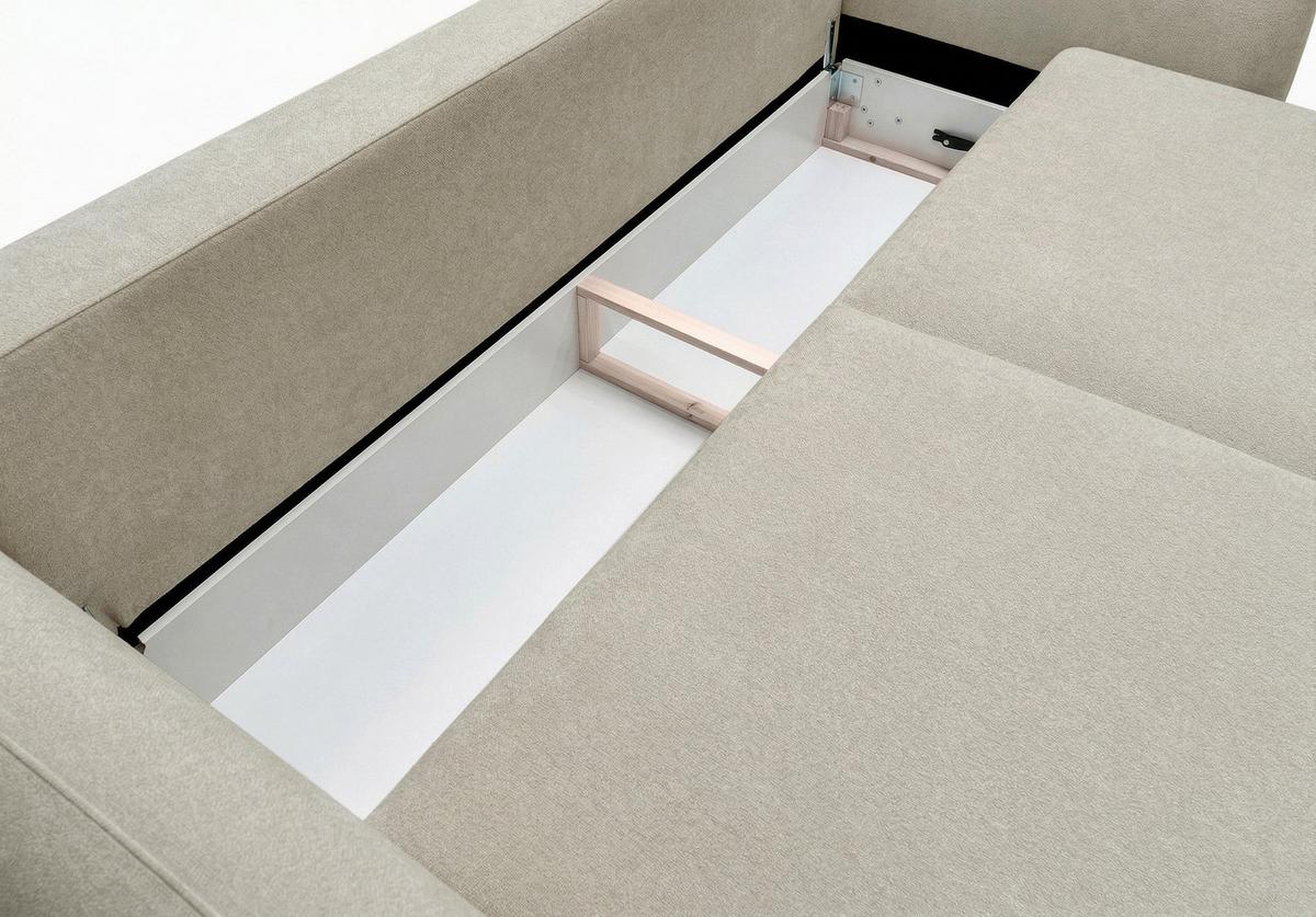 3-SITZER SCHLAFSOFA Zordo Chenille Hellbeige - Ecru/Schwarz, Kunststoff/Textil (238/91/102cm) - Selsey