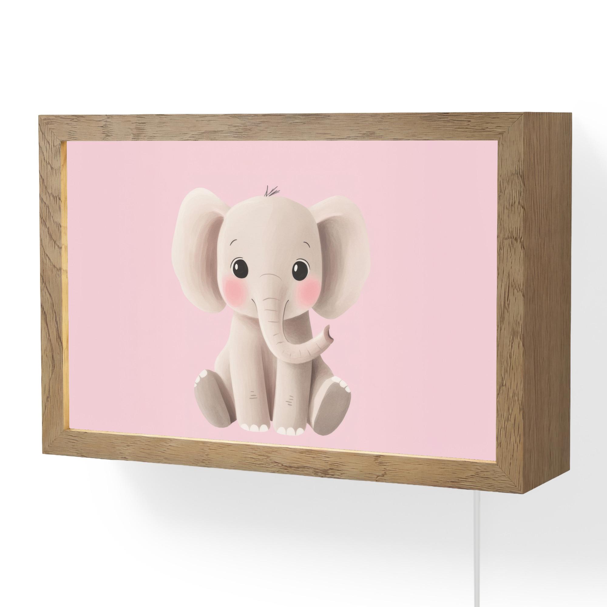 WANDLEUCHTE Elefant - Baby - Rosa - Cartoon 30x20 cm - Hellrosa, Holzwerkstoff (30/20/8cm) - OnlyWow