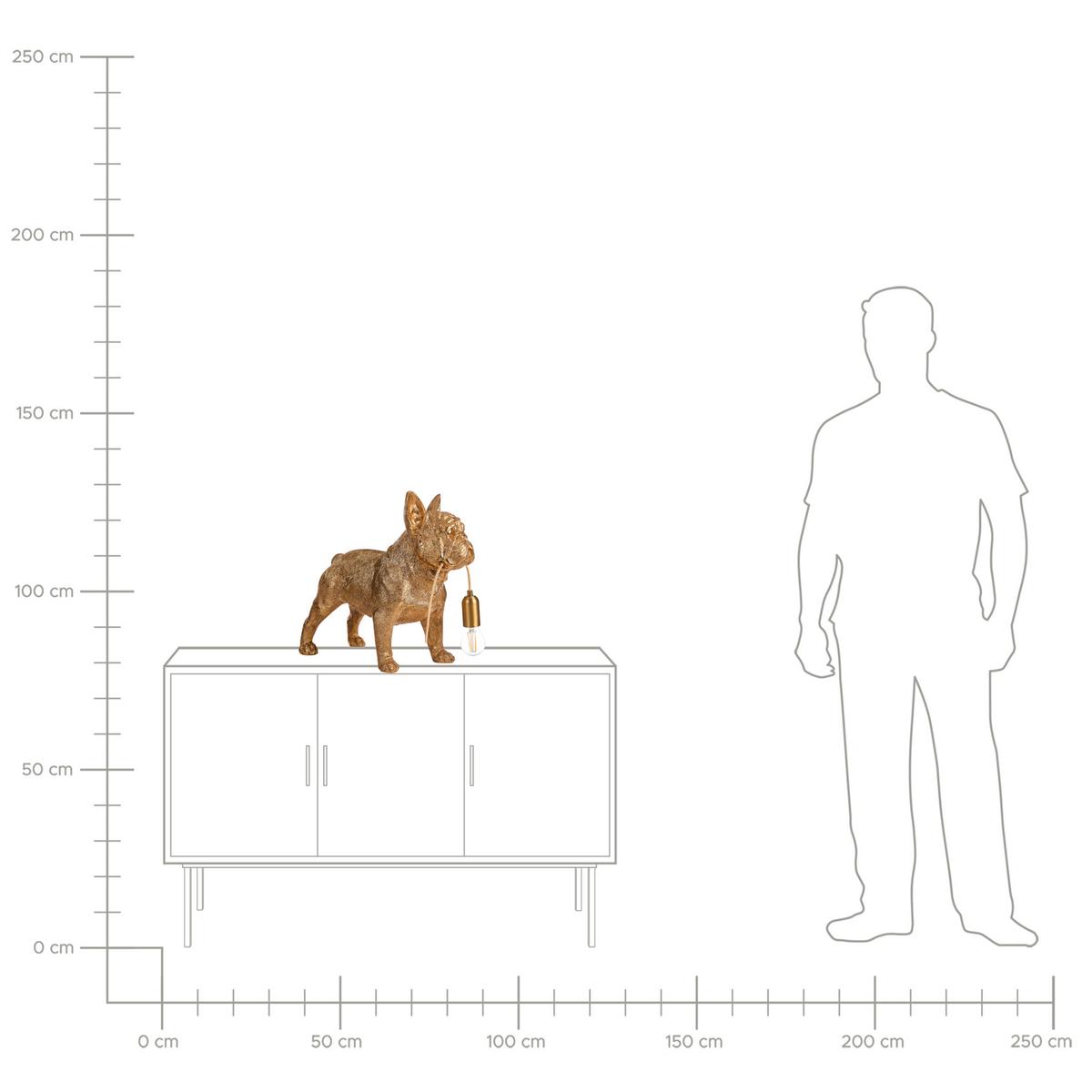 TISCHLAMPE Hund Gold Baxter - Messingfarben/Goldfarben, Kunststoff (47/24/43cm) - Beliani