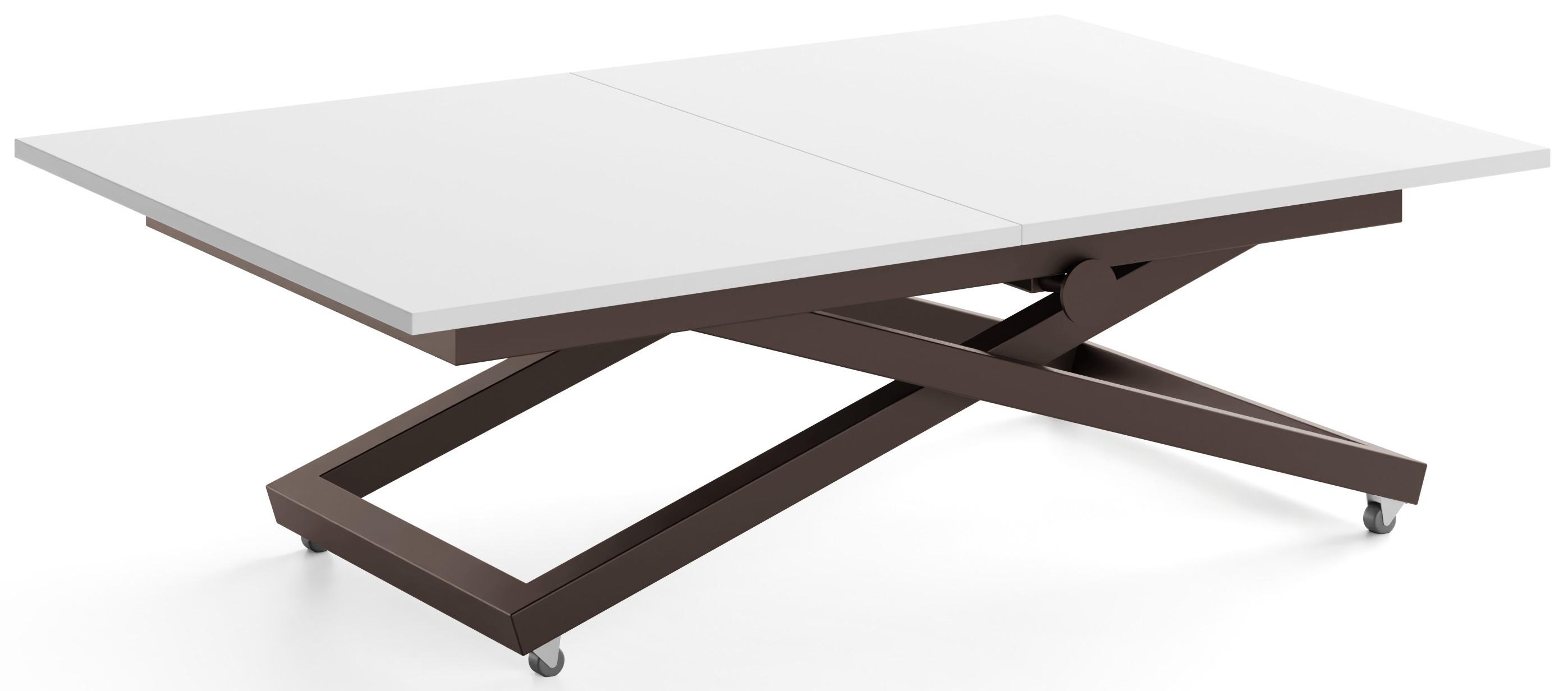 COUCHTISCH Axen höhenverstellbar ausziehbar, Weiß 120-160/80/38-75 cm - Weiß/Braun, Holzwerkstoff/Metall (80/160/75cm) - WFL GROUP