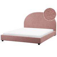 BETT mit Lattenrost 140/200 cm Bouclé Pastellrosa Vaucluse - Pink, Textil (140/200cm) - Beliani
