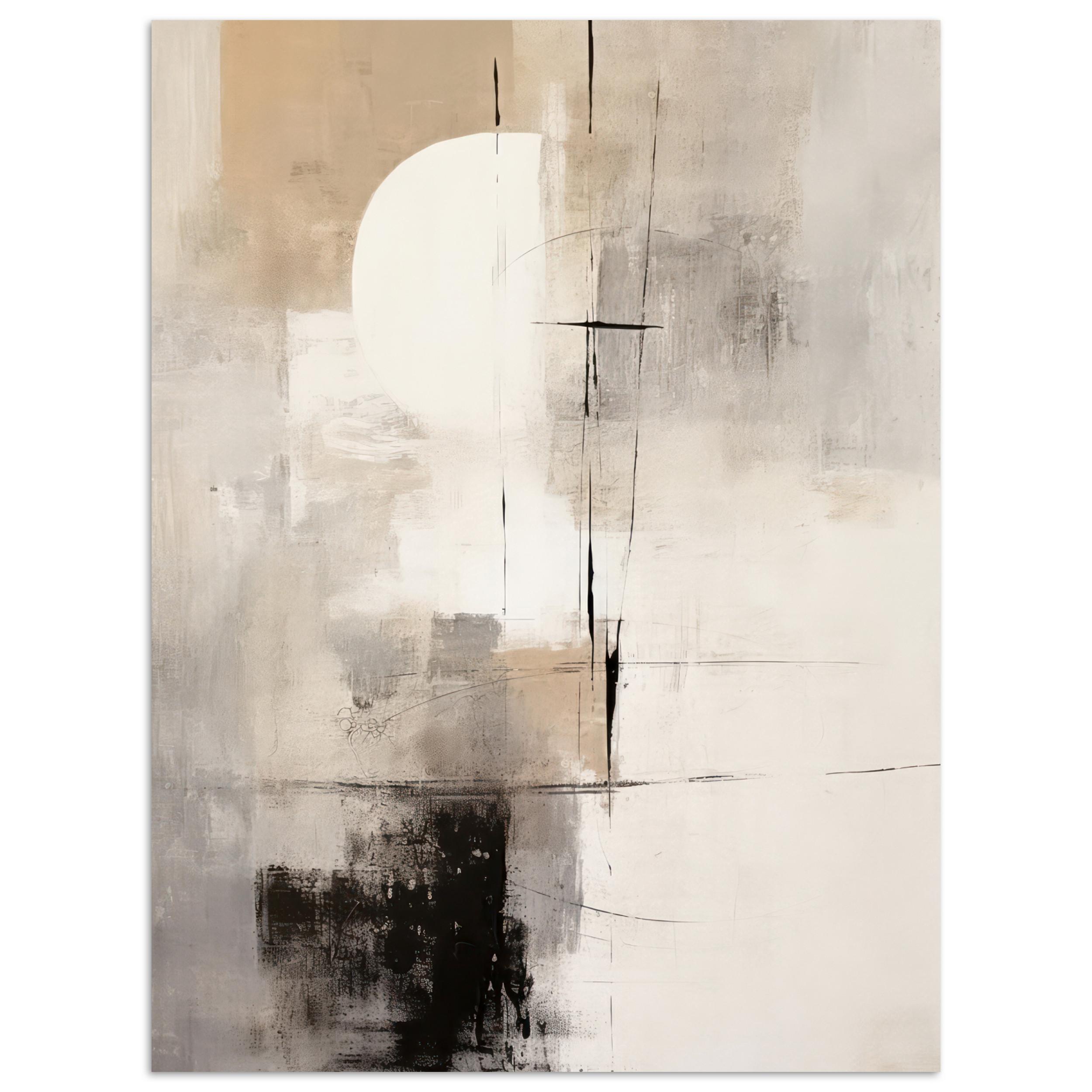 POSTER Abstrakt - Kunst - Grau Deko Wohnzimmer 60x80 cm - Hellgrau, Papier (60/80/0.1cm) - MuchoWow