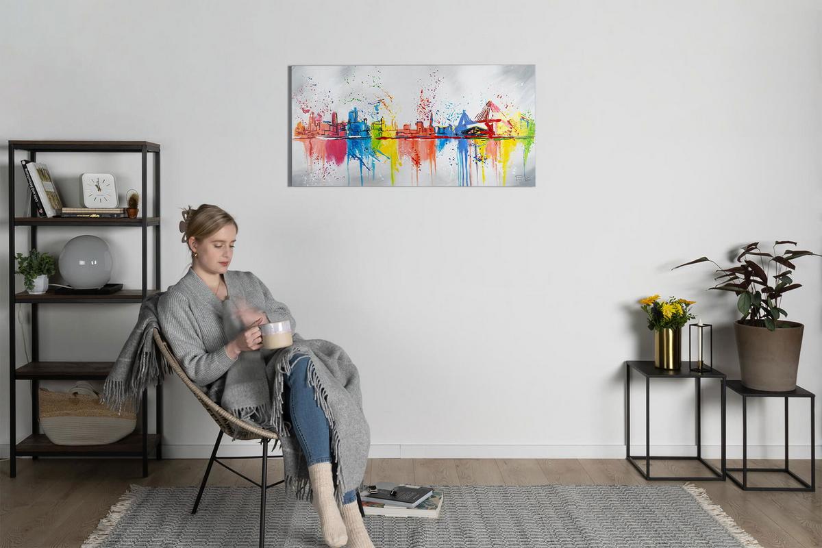 ÖLGEMÄLDE 120/60 cm - Grau, Holz/Textil (120/60cm) - KUNSTLOFT