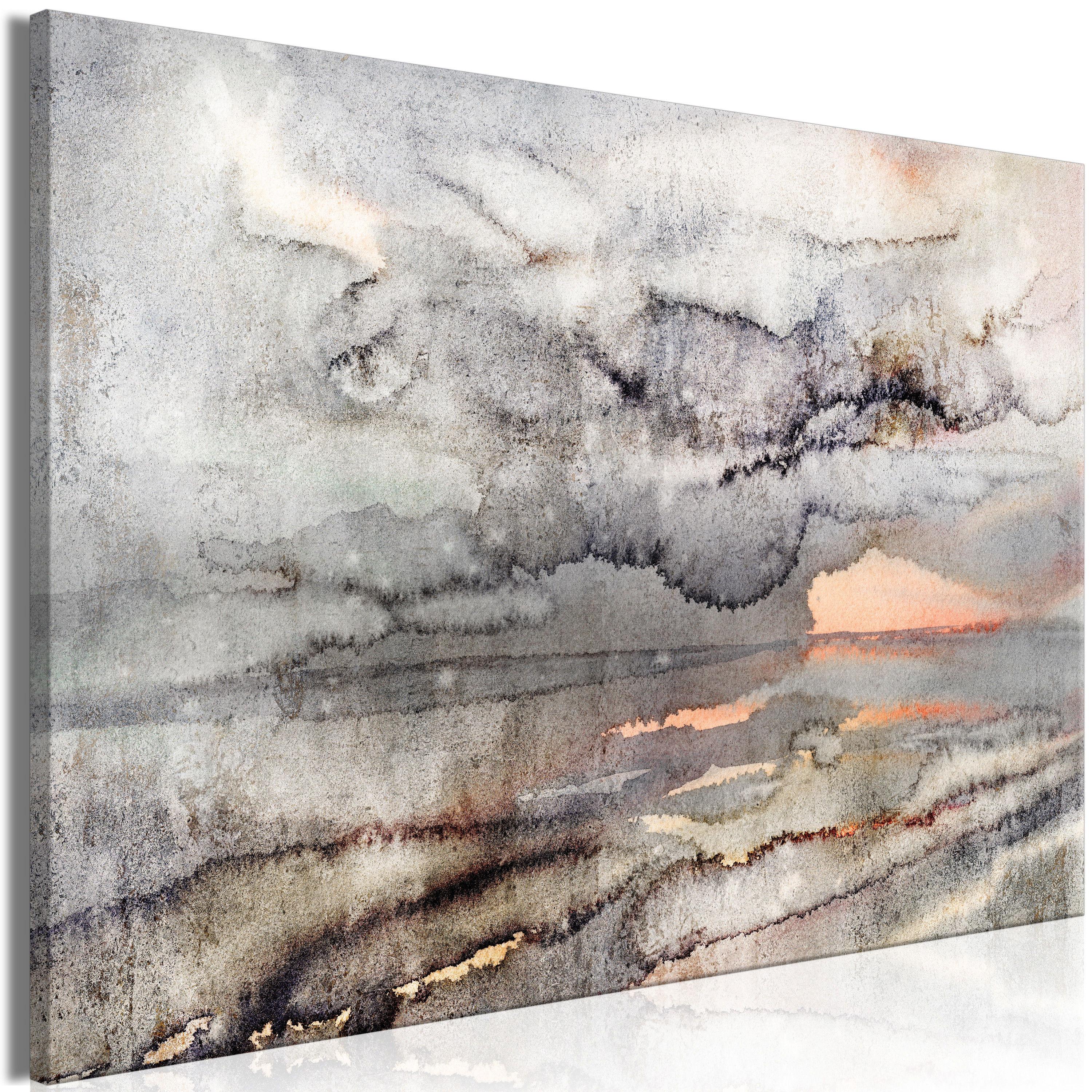 KUNSTDRUCK Grau 90/60 cm - Rot/Grau, Textil (90/60cm) - KUNSTLOFT