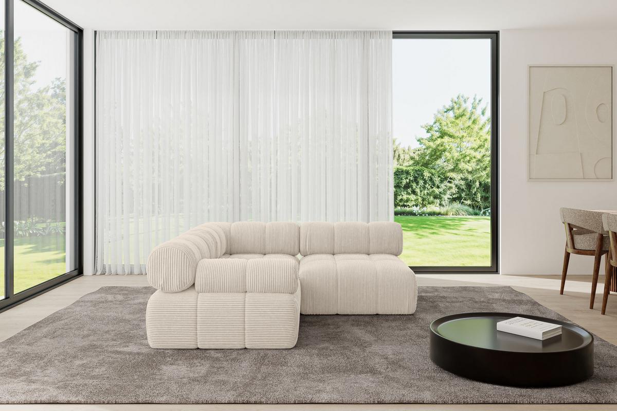 ECKSOFA modulares Sofa Mende-L1 - 190x190x70 cm Beige Cord - Beige, Holzwerkstoff/Textil (190/190cm) - ALTDECOR