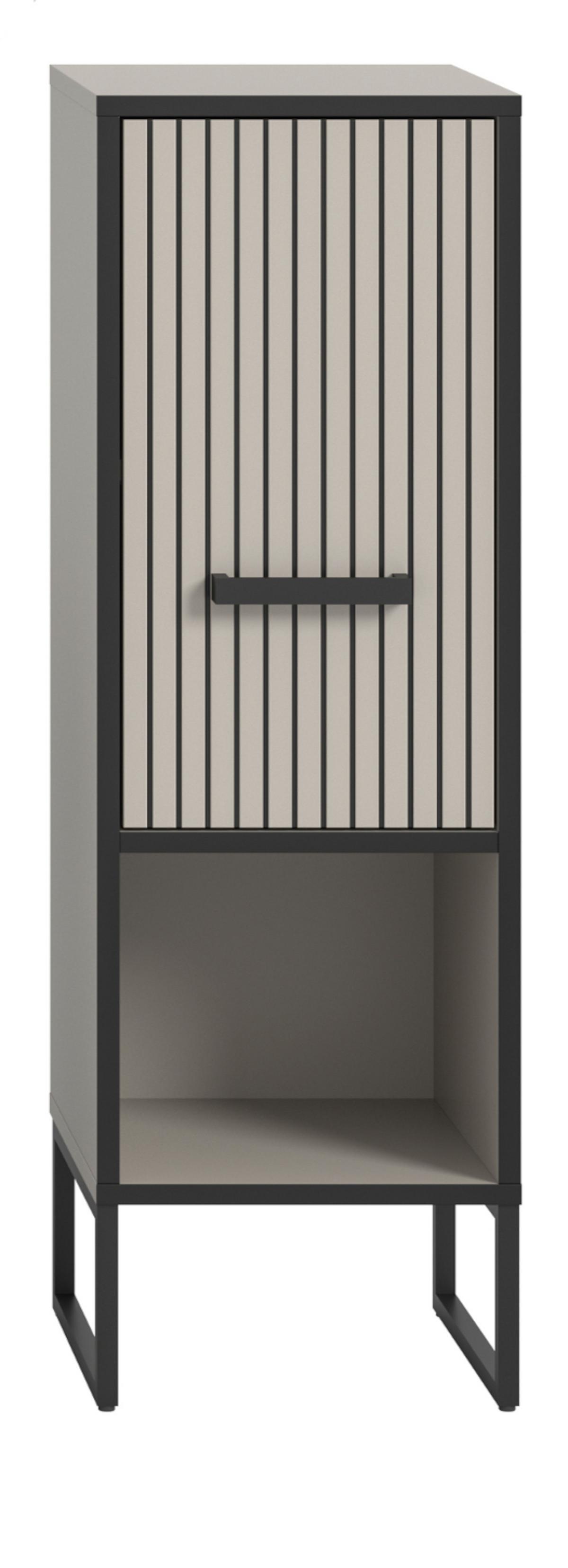 KOMMODE schwarz, sand 30 cm, Badschrank mit Soft-Close - Sandfarben/Schwarz, Holzwerkstoff/Metall (30/101/32cm) - Inn.Furn