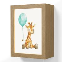 WANDLEUCHTE Giraffe - Baby - Tiere - Blauer Ballon 15x20 cm - Weiß, Holzwerkstoff (15/20/8cm) - OnlyWow