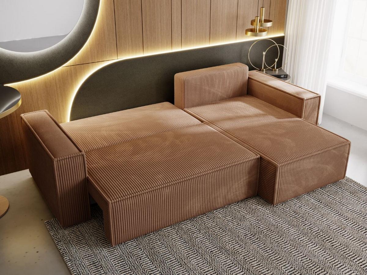 ECKSOFA Prato XL Braun - Schwarz/Braun, Holz/Kunststoff (280/170cm) - Graingold