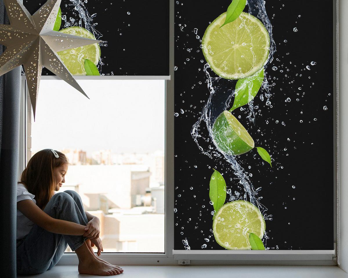 INNENROLLO - Fensterrollo - Rollo - 150x140 cm - Kalk, der ins Wasser fällt - Schwarz, Kunststoff (150/140/0.5cm) - TULUP