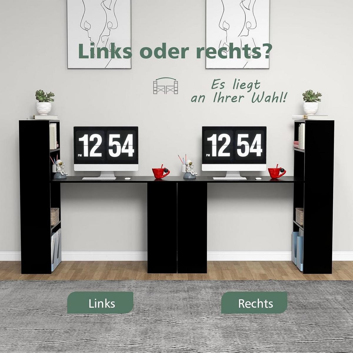 SCHREIBTISCH 120cm Schwarz - Schwarz, Holz (52/122/120cm) - COSTWAY