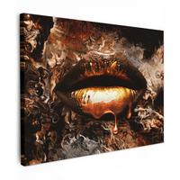 LEINWANDBILD Gold - Lippen - Kunst - Gold - Luxus - Abstrakt Wandbild 40x30 cm - Kupferfarben, Textil (40/30cm) - MuchoWow
