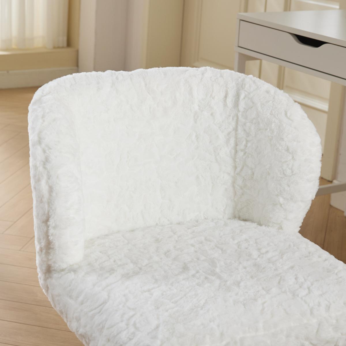 BÜROSTUHL Kunstfell Creme Beige Höhenverstellbar Drehstuhl mit Rollen - Creme, Textil (55/81/57cm) - Urban Meuble