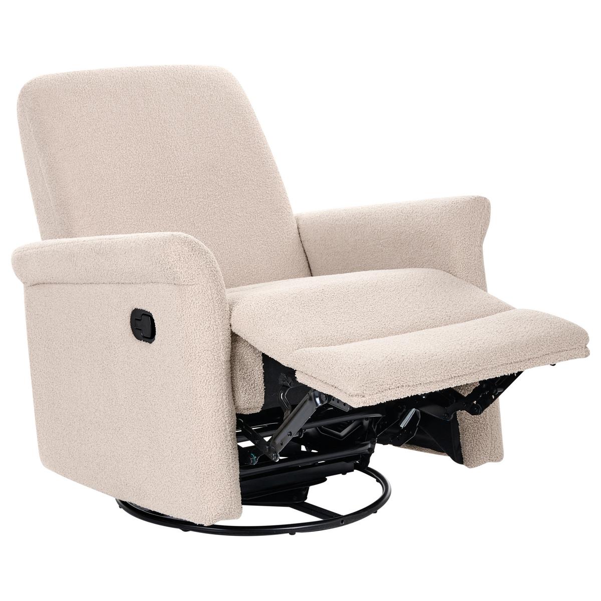 SCHAUKEL-FERNSEHSESSEL drehbar Bouclé Hellbeige Echion - Beige, Textil (82/100/90cm) - Beliani