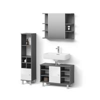BADMÖBEL-SET Fucino Anthrazit 3 Teile, mit Midischrank Tür klein - Anthrazit, Holzwerkstoff (80/54/32cm) - Livinity®