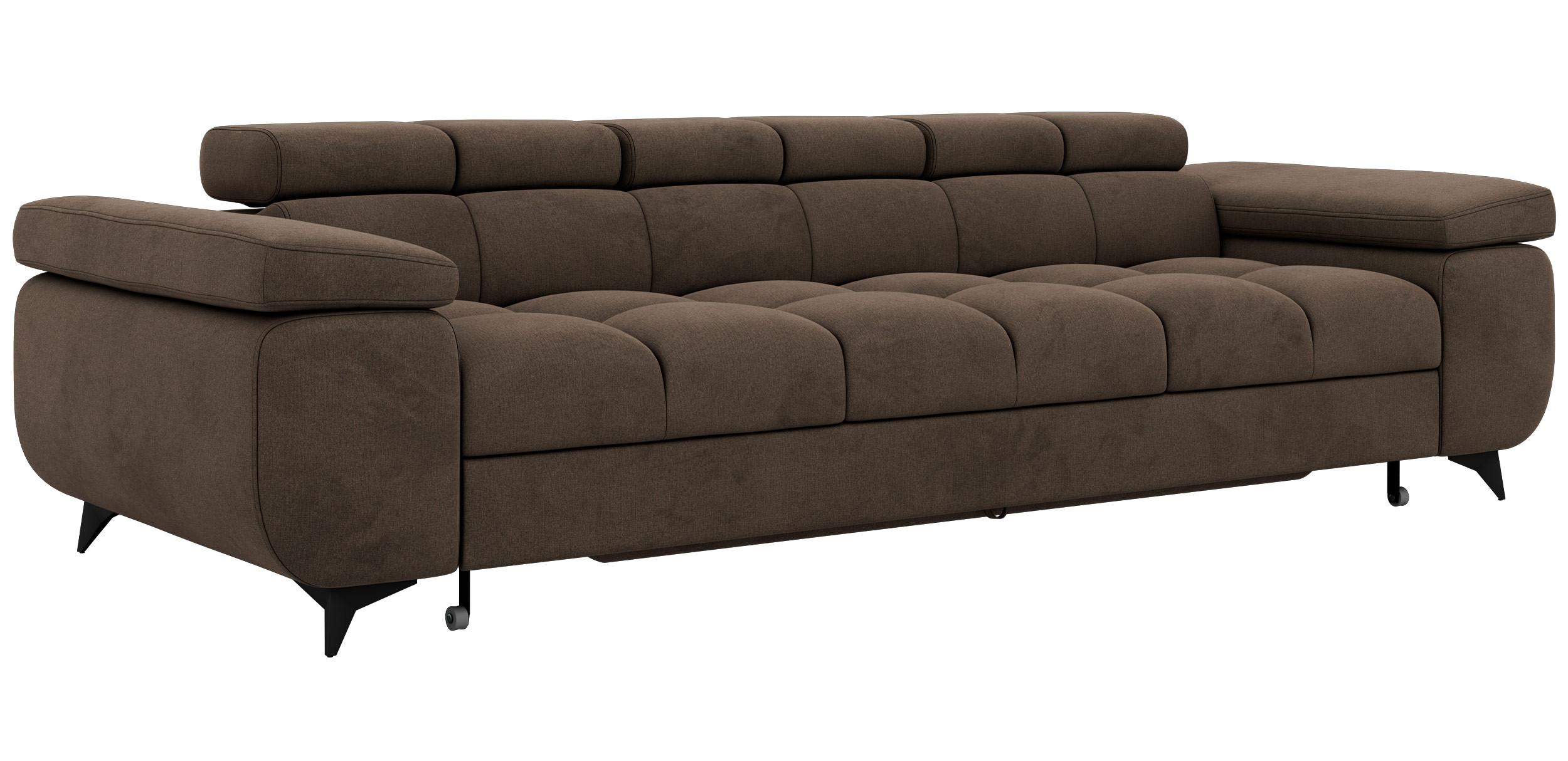 3-SITZER SOFA NIDELLO - Braun Velvet - Schwarz/Braun, Textil/Metall (260/70/97cm) - MKS