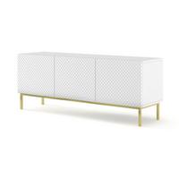 TV LOWBOARD Weiß, Weiß Hochglanz, Gold 150/58/42 - Weiß Hochglanz/Weiß, Holzwerkstoff (150/58/42cm) - RAUMHIRSCH FURNITURE