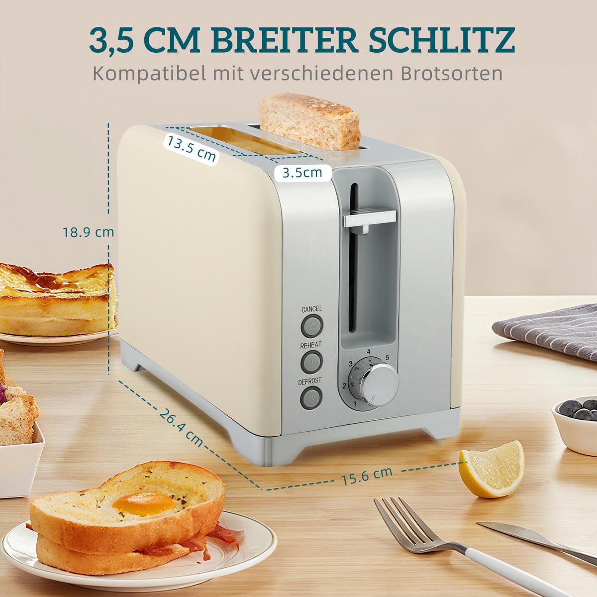 KOCHER-TOASTER-SET 2er Set Kunststoff Edelstahl Cremeweiß - Creme, Kunststoff (16/24.4/23.5cm) - HOMCOM