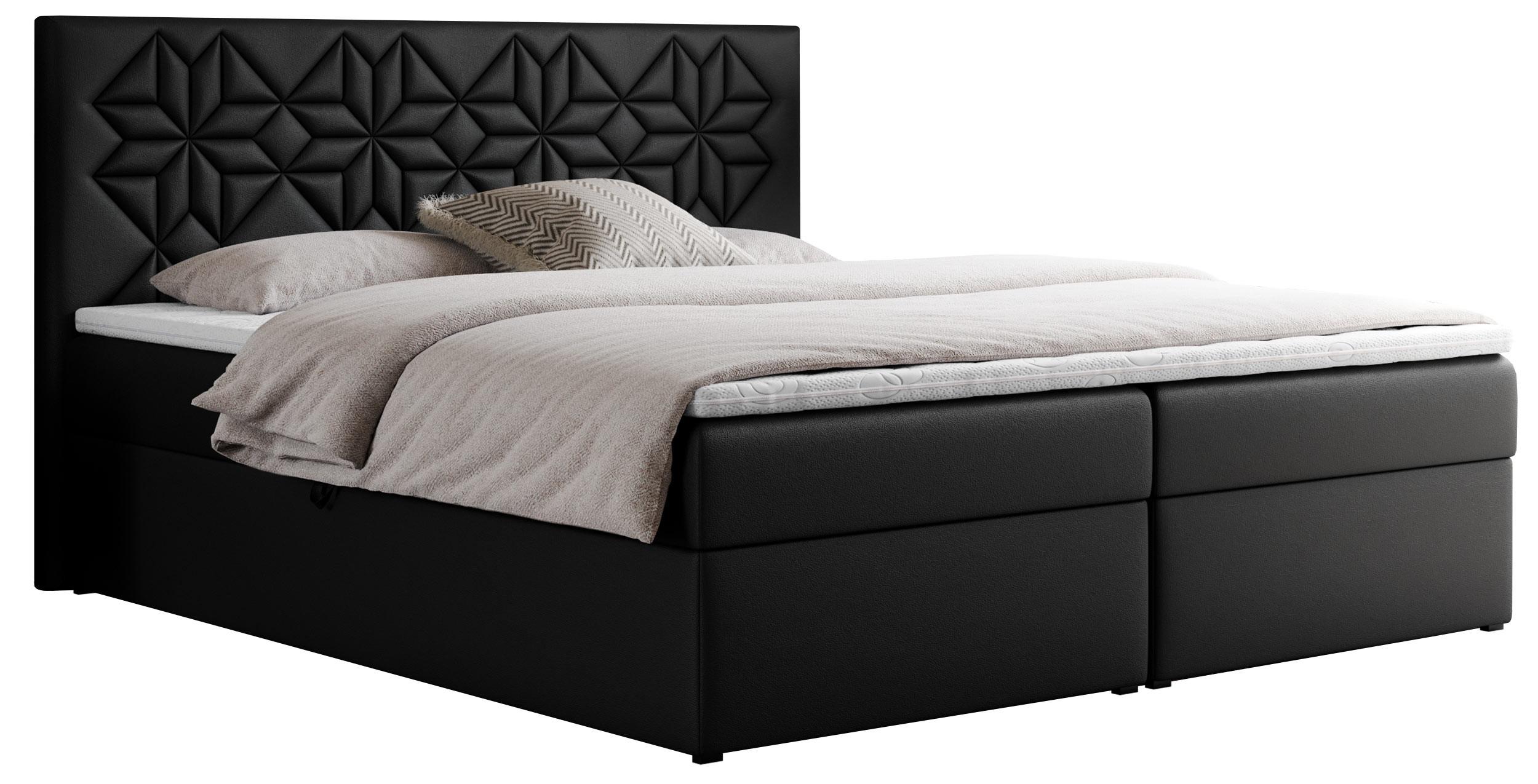 BOXBETT LEILA 140/200 Schwarz Kunstleder - H4 - Schwarz, Holz/Textil (140/200cm) - MKS