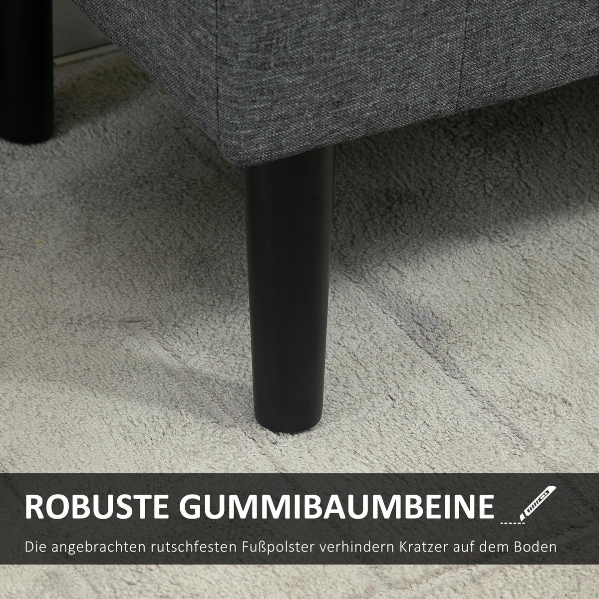 SITZBANK Polsterbank mit Stauraum belastbar bis 130 kg Leinen-Touch Dunkelgrau - Dunkelgrau, Kunststoff (44/58/116cm) - HOMCOM