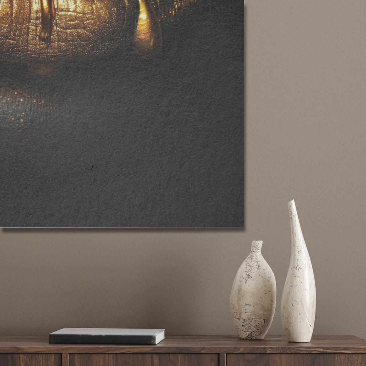 AKUSTIKBILD Frau - Porträt - Lippen - Gold - Schwarz Wandbilder 60x80 cm - Schwarz, Kunststoff (60/80/0.9cm) - MuchoWow
