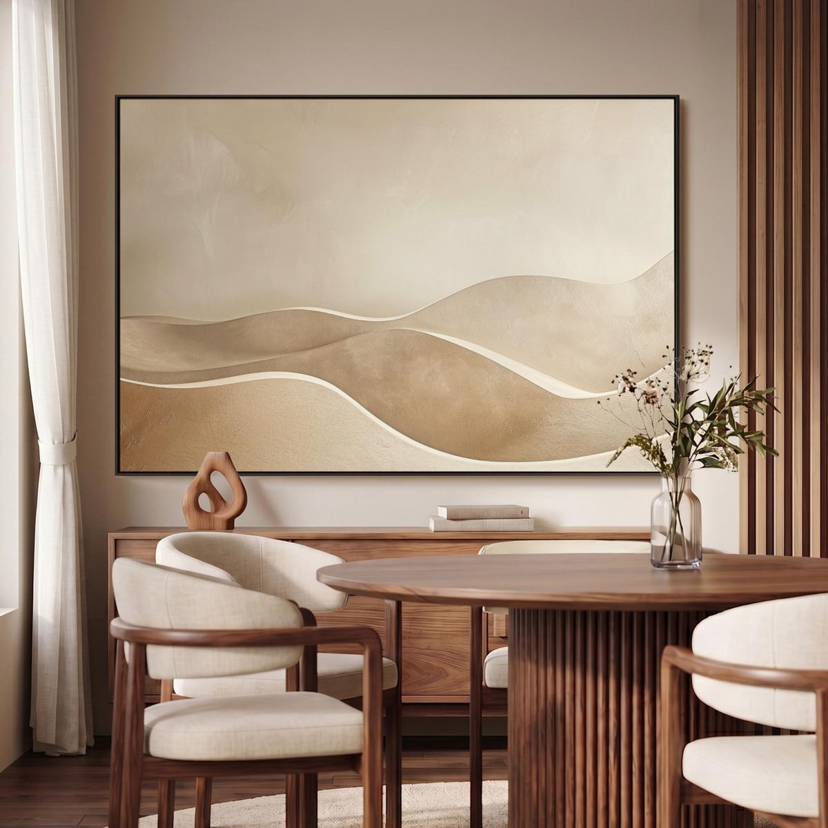 LEINWAND Bilder mit Rahmen - Beige - Natur - Abstrakt - Modern - 120x80 - Beige, Textil (120/80cm) - MuchoWow