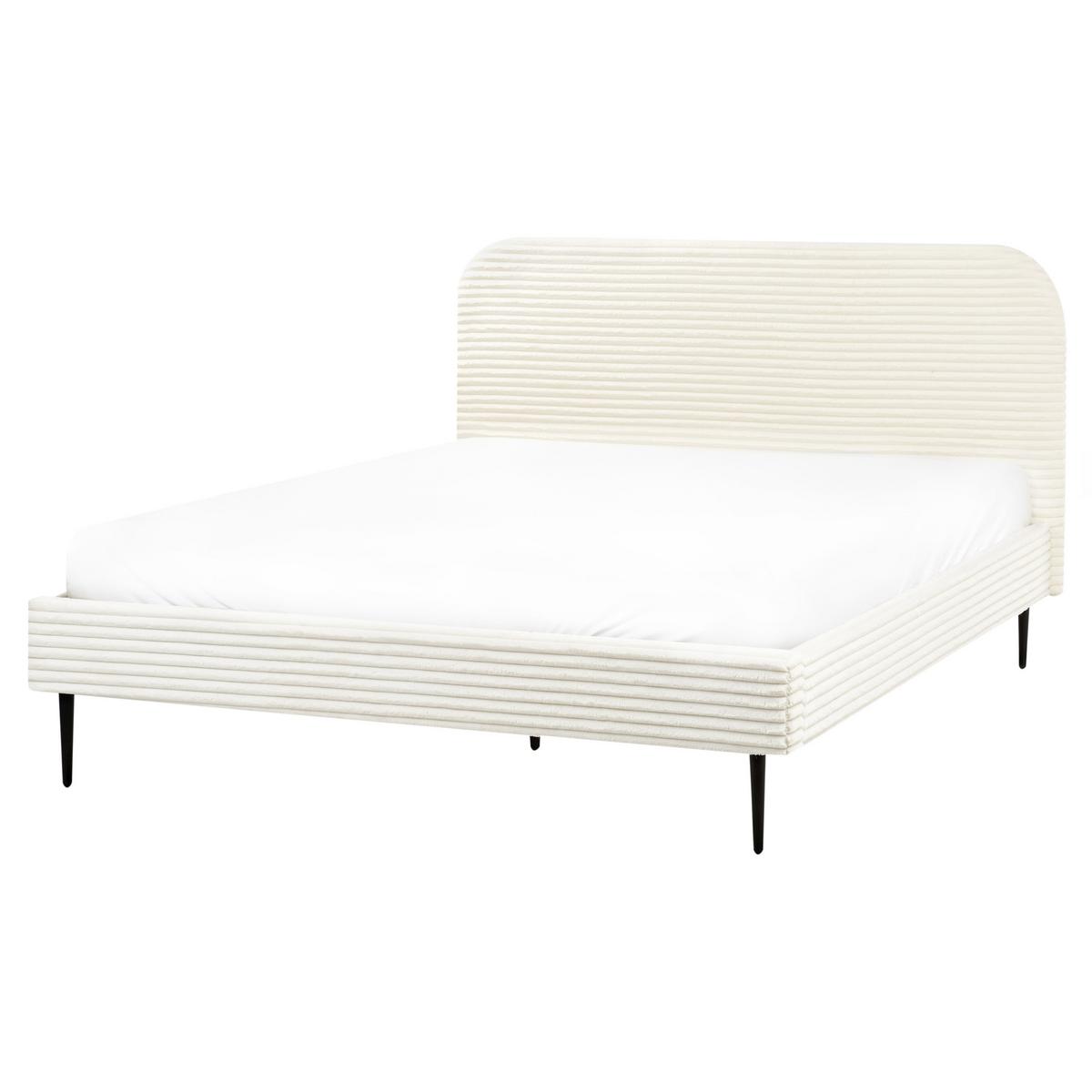 POLSTERBETT mit Lattenrost 160x200 cm Weiß Flayat - Creme, Textil (160/200cm) - Beliani